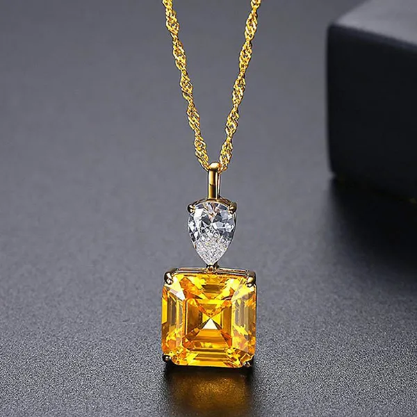 Dây Chuyền Kya Jewel Bạc 925 Đá Vàng Cao Cấp SN105 Màu Vàng