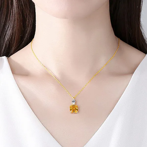 Dây Chuyền Kya Jewel Bạc 925 Đá Vàng Cao Cấp SN105 Màu Vàng