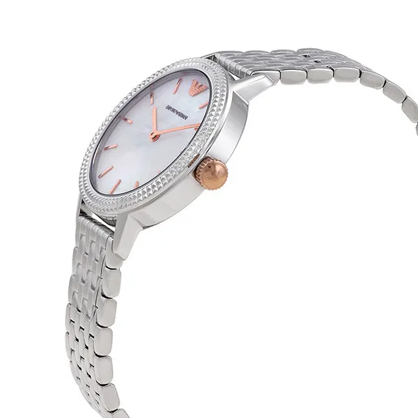 Đồng Hồ Nữ Emporio Armani Classic Quartz Mother Of Pearl Dial Ladies Watch AR80020 Màu Bạc