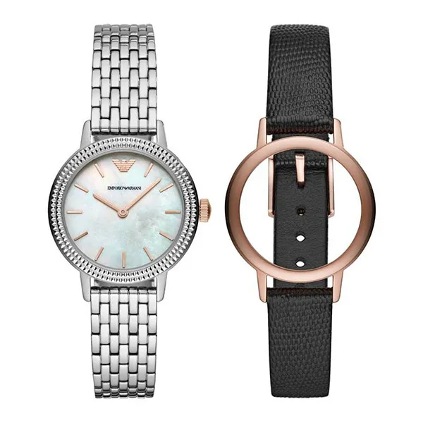 Đồng Hồ Nữ Emporio Armani Classic Quartz Mother Of Pearl Dial Ladies Watch AR80020 Màu Bạc