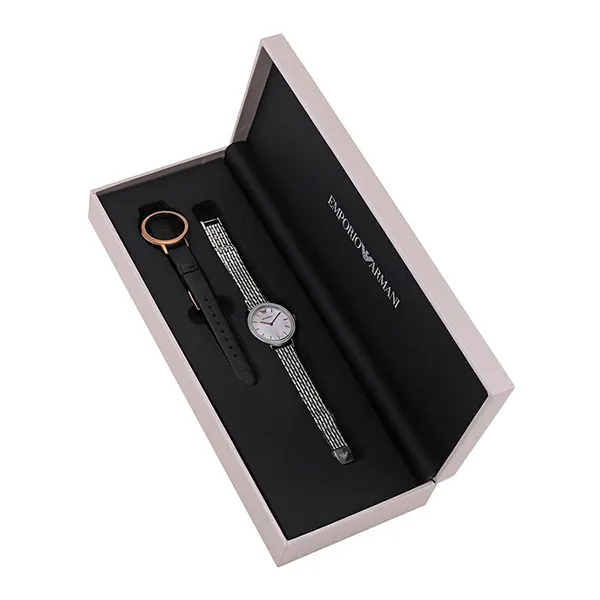 Đồng Hồ Nữ Emporio Armani Classic Quartz Mother Of Pearl Dial Ladies Watch AR80020 Màu Bạc