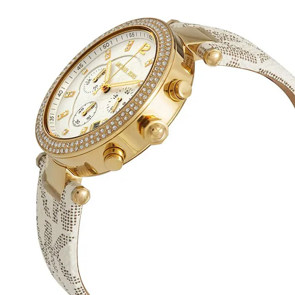 Đồng Hồ Nữ Michael Kors Parker Chronograph Quartz Crystal White Dial Ladies Watch MK6916 Màu Trắng