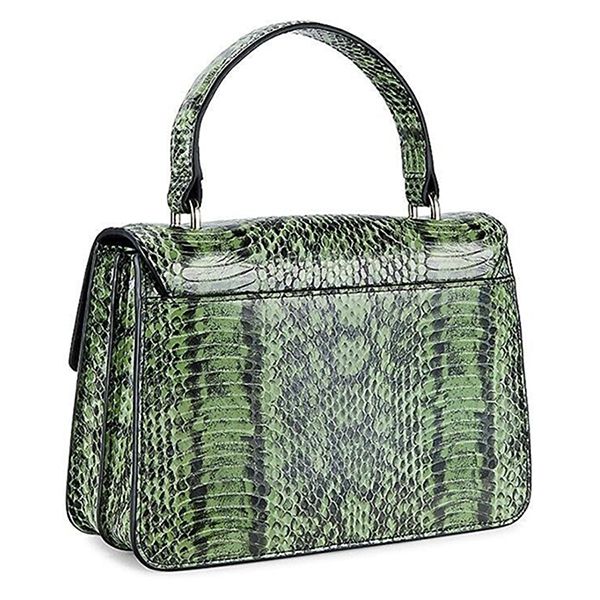 Túi Đeo Chéo Furla Bella Snakeskin-Embossed Leather Top Handle Bag In Green Màu Xanh Đen - 4