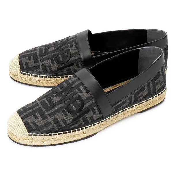 Giày Cói Fendi Jacquard Fabric Espadrilles 7P1409 AJZG F1HGT Màu Đen