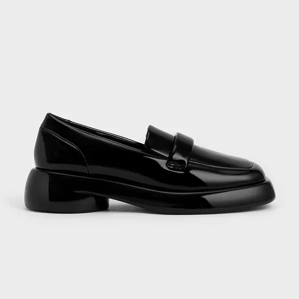 Giày Lười Nữ Charles & Keith CNK Lula Patent Penny Loafers Black CK1-70360142 Màu Đen Size 38