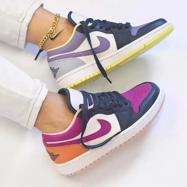 Giày Thể Thao Nike Air Jordan 1 Low Mismatched - Purple Magenta DJ4342-400 Size 36