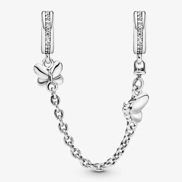 Hạt Vòng Charm Pandora Butterfly Safety Chain Charm 797865CZ Màu Bạc - Trang sức - Vua Hàng Hiệu