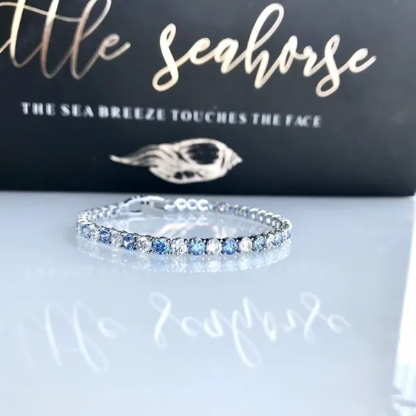 Vòng Đeo Tay Swarovski Tennis Deluxe Bracelet Blue, Rhodium Plating 5536469 Màu Bạc Xanh - Trang sức - Vua Hàng Hiệu