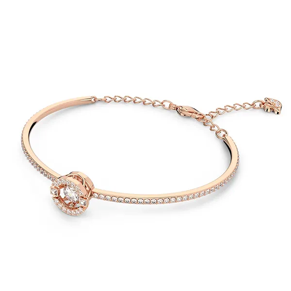 Vòng Đeo Tay Swarovski Sparkling Dance BangleRound Cut, White, Rose Gold-Tone Plated 5497483 Màu Vàng Hồng