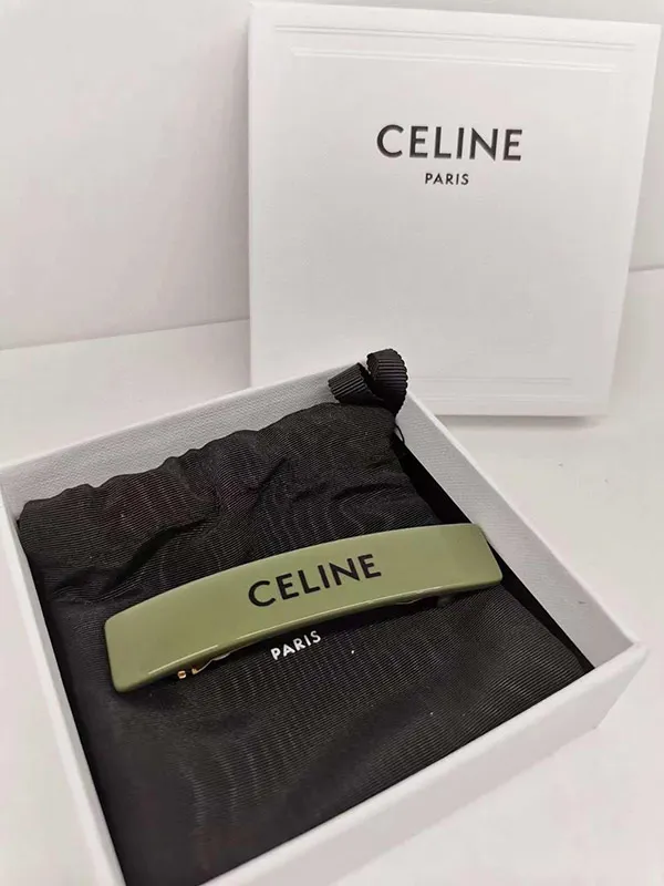 Kẹp Tóc Celine Monochroms Hair Clip In Acetate And Steel Kaki / Black Màu Xanh Kaki - Phụ kiện - Vua Hàng Hiệu