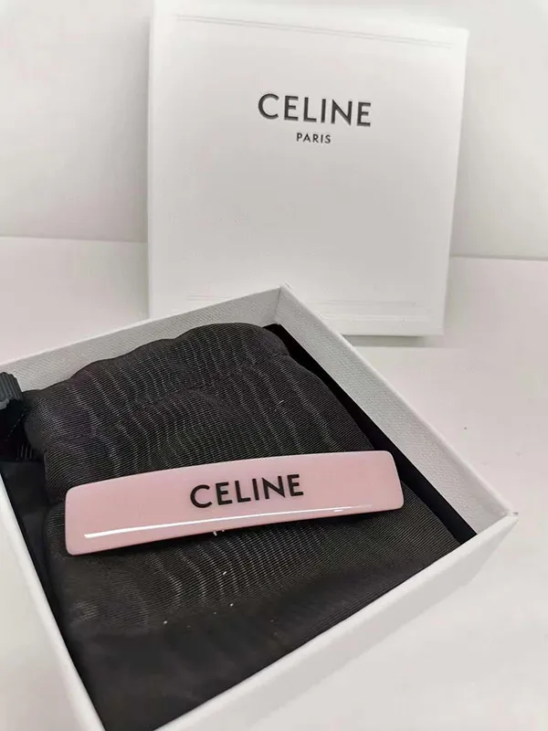 Kẹp Tóc Celine Monochroms Hair Clip In Acetate And Steel Light Rose/Black Màu Hồng - Phụ kiện - Vua Hàng Hiệu