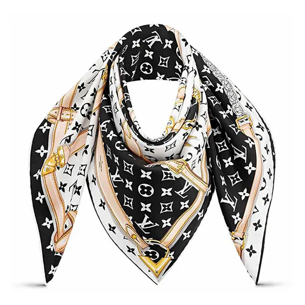 Khăn Nữ Louis Vuitton LV Monogram Confidential Square Màu Trắng Đen