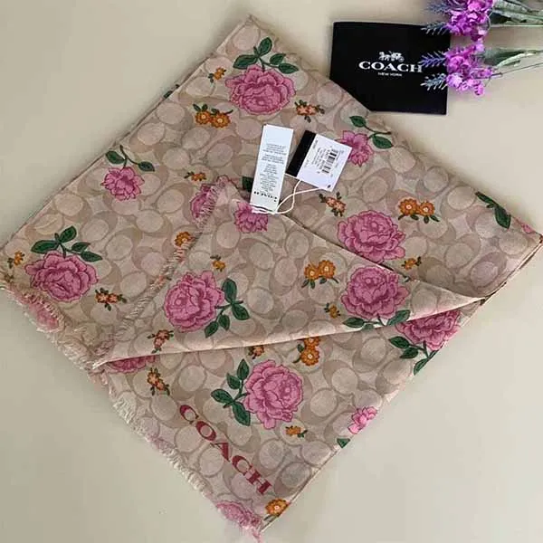 Khăn Lụa Coach Signature Prairie Rose Print Oblong Scarf Phối Màu - Thời trang - Vua Hàng Hiệu