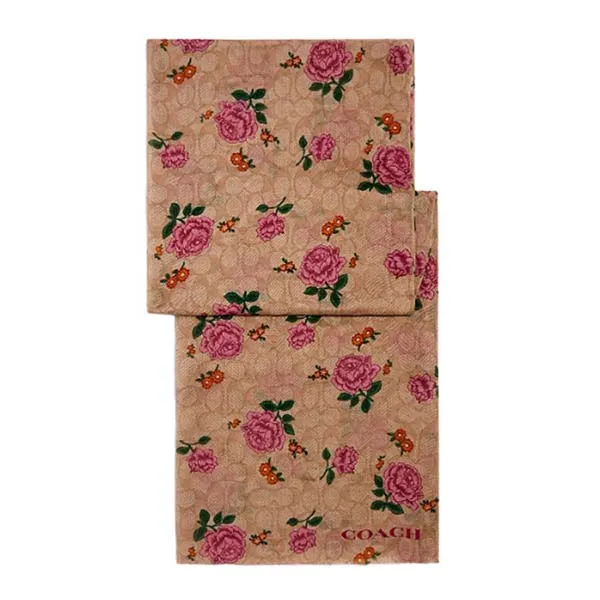 Khăn Lụa Coach Signature Prairie Rose Print Oblong Scarf Phối Màu - Thời trang - Vua Hàng Hiệu
