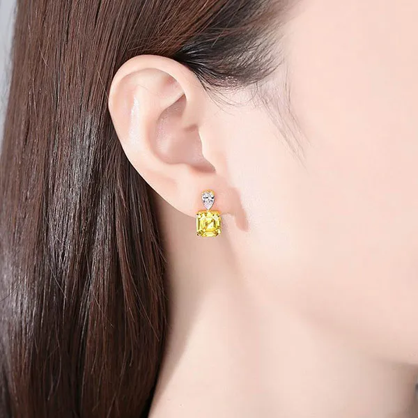 Khuyên Tai Kya Jewel Bạc Đá Vàng Cao Cấp SE105 Màu Vàng - Trang sức - Vua Hàng Hiệu