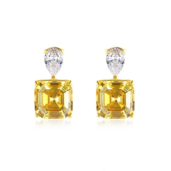 Khuyên Tai Kya Jewel Bạc Đá Vàng Cao Cấp SE105 Màu Vàng - Trang sức - Vua Hàng Hiệu