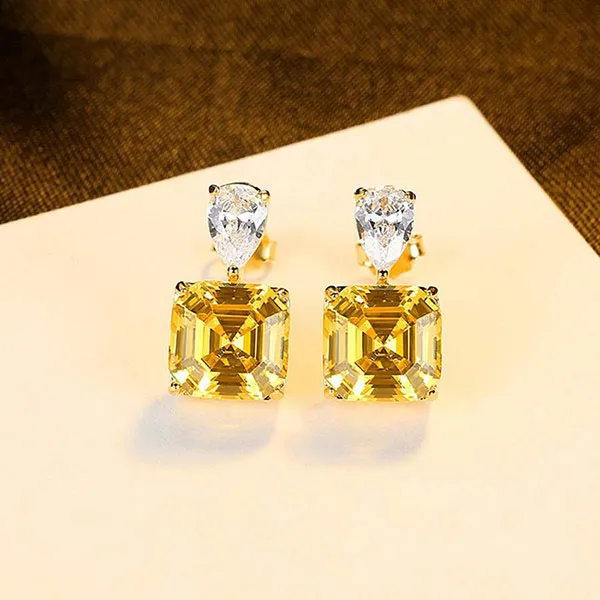 Khuyên Tai Kya Jewel Bạc Đá Vàng Cao Cấp SE105 Màu Vàng - Trang sức - Vua Hàng Hiệu