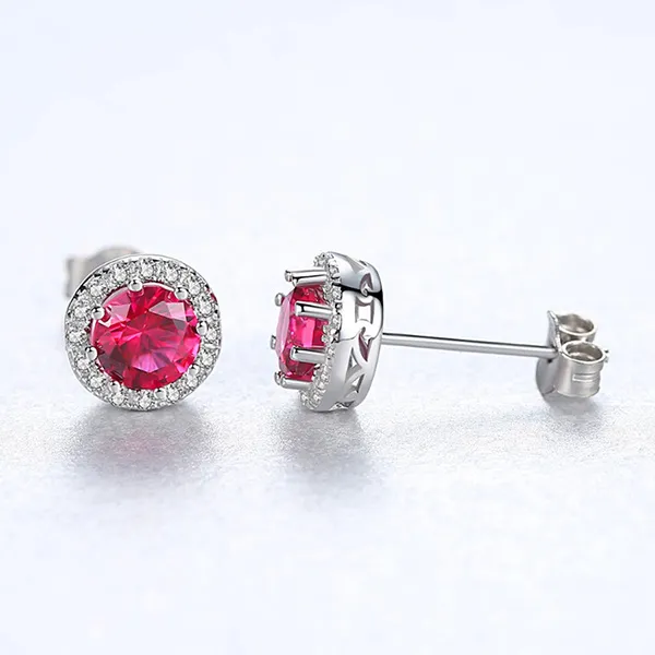 Khuyên Tai Kya Jewel Bạc Nữ Đá Hồng Duyên Dáng SE40