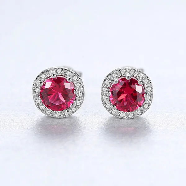 Khuyên Tai Kya Jewel Bạc Nữ Đá Hồng Duyên Dáng SE40