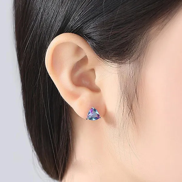 Khuyên Tai Kya Jewel Bạc Nữ Đá Tím Tam Giác Cao Cấp SE110 - Trang sức - Vua Hàng Hiệu