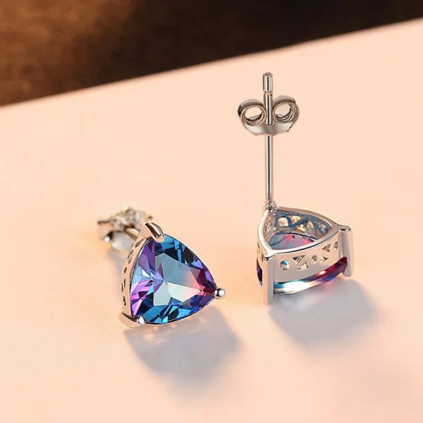 Khuyên Tai Kya Jewel Bạc Nữ Đá Tím Tam Giác Cao Cấp SE110 - Trang sức - Vua Hàng Hiệu