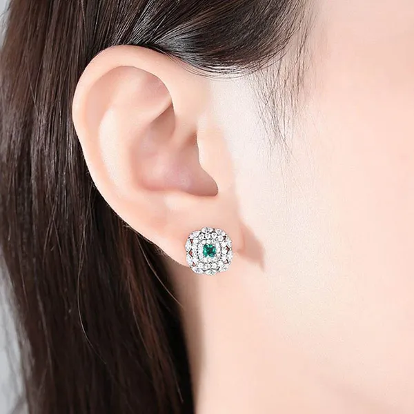 Khuyên Tai Kya Jewel Bạc Nữ Kiểu Dáng Tròn Đính Đá Cz Xanh Ngọc SE118 - Trang sức - Vua Hàng Hiệu