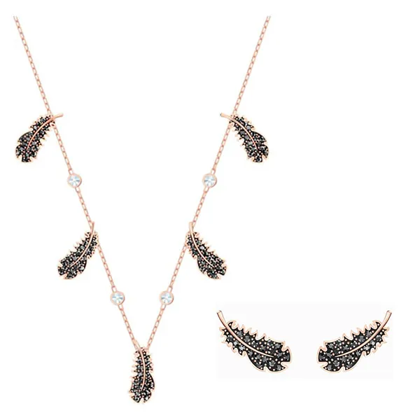 Set Dây Chuyền, Khuyên Tai Swarovski Naughty Chokerblack, Rose-Gold Tone Plated - Trang sức - Vua Hàng Hiệu