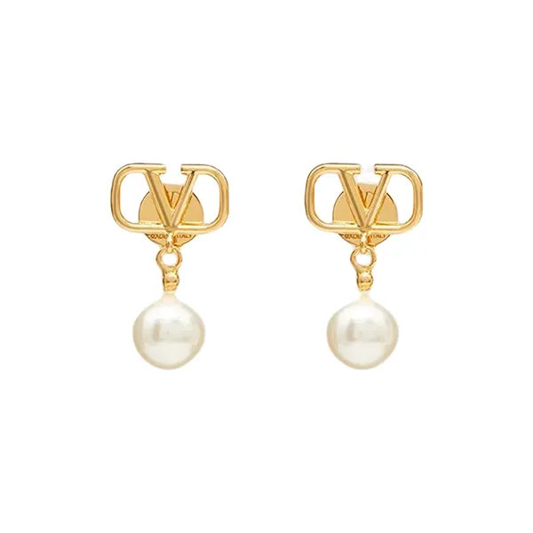 Khuyên Tai Valentino Vlogo Signature Earrings With Swarovski® Pearls ZW2J0E36UXM0O3 Màu Vàng Gold - Trang sức - Vua Hàng Hiệu