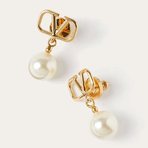 Khuyên Tai Valentino Vlogo Signature Earrings With Swarovski® Pearls ZW2J0E36UXM0O3 Màu Vàng Gold - Trang sức - Vua Hàng Hiệu