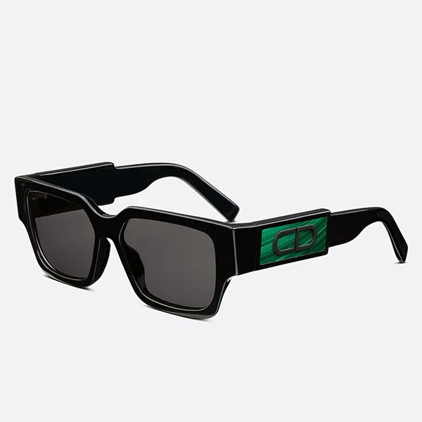 Kính Mát Dior CD SU 16A0 Gemstone Edition Black Square Sunglasses With Green Malachite Finishing Details Màu Đen