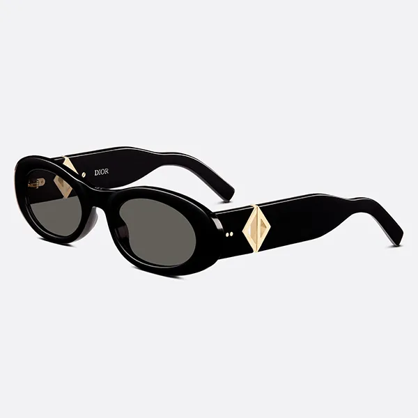 Kính Mát Dior Diamond R11 10A0 Black Rounded Sunglasses Màu Đen - 1