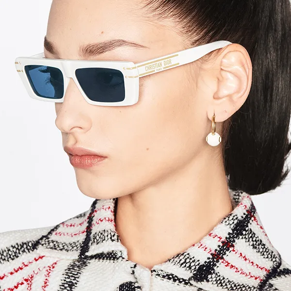 Kính Mát Dior Signature S2U 50B0 White Rectangular Sunglasses Màu Trắng Xanh - 5