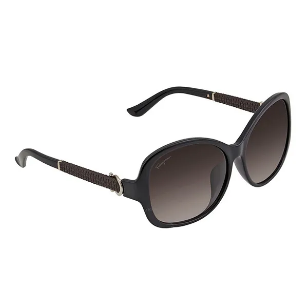 Kính Mát Salvatore Ferragamo Ladies Black Round Sunglasses SF744SLA 001 59 Màu Đen