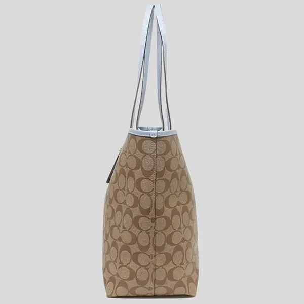 Túi Xách Coach City Tote In Signature Canvas Khaki Marble Blue 5696 Màu Nâu/Xanh