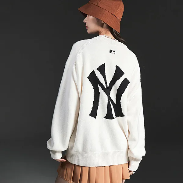 Áo Len Sweater MLB Overfit Logo New York Yankees 3AKPB0126-50CRS Màu Trắng - Thời trang - Vua Hàng Hiệu