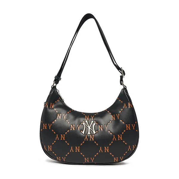 Túi Xách MLB Monogram PU Hobo New York Yankees 3ABQL012N-50BKS Màu Đen