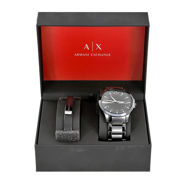 Set Đồng Hồ Nam Armani Exchange Hampton Black Dial Men's Gift Set AX7101 Kèm Vòng Đeo Tay Màu Đen - Đồng hồ - Vua Hàng Hiệu
