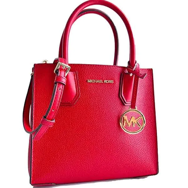 Túi Xách Michael Kors MK Mercer Messenger Medium Crossbody Pebbled Leather Bag Red Flame 35S1GM92L Màu Đỏ - 4