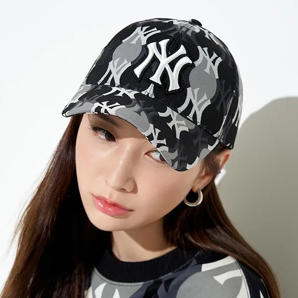 Mũ MLB Argyle Monogram Structure Ball Cap New York Yankees 3ACPM222N-50BKS Màu Đen Xám