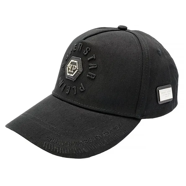 Mũ Philipp Plein Super Star Plein Logo Cotton Gabardine Baseball Cap Màu Đen