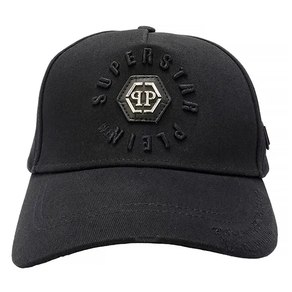 Mũ Philipp Plein Super Star Plein Logo Cotton Gabardine Baseball Cap Màu Đen