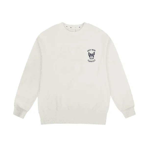 Áo Nỉ Sweater MLB New York Yankess Bark Big Logo Overfit Sweatshit In White Màu Trắng