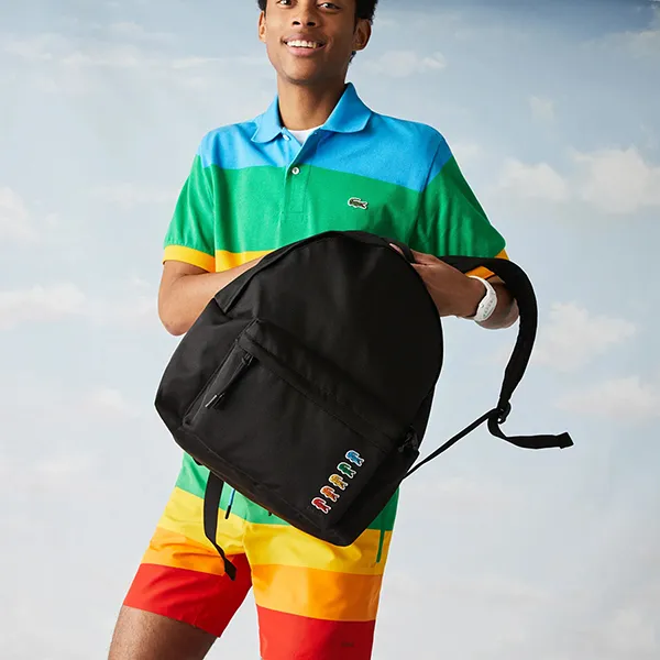 Balo Lacoste Men's Polaroid Multicolor Croc Backpack NH3539PD Màu Đen