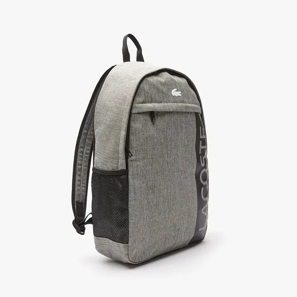 Balo Lacoste Unisex Neocroc Branded Zip Canvas Backpack NH3887NZ Màu Xám Đen