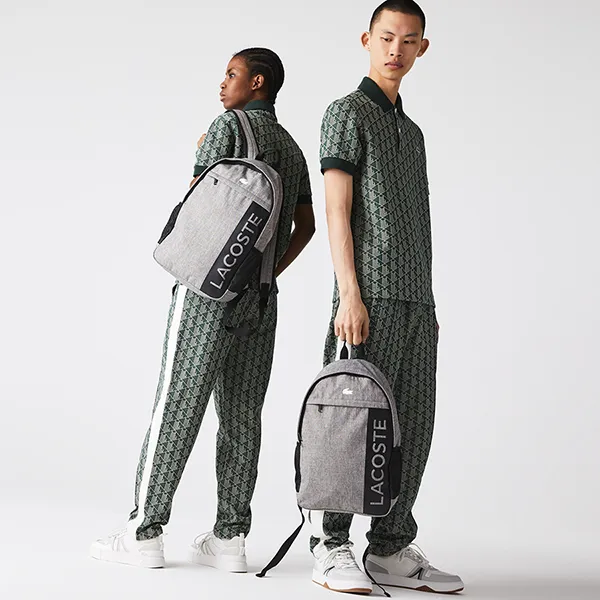 Balo Lacoste Unisex Neocroc Branded Zip Canvas Backpack NH3887NZ Màu Xám Đen