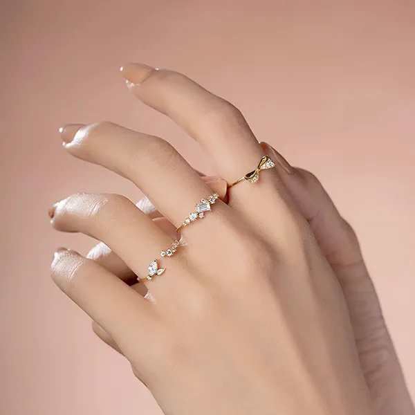 Nhẫn Huy Thanh Jewelry NLF 407 - 14K - Đá Cubic Zirconia Màu Vàng Gold - Trang sức - Vua Hàng Hiệu