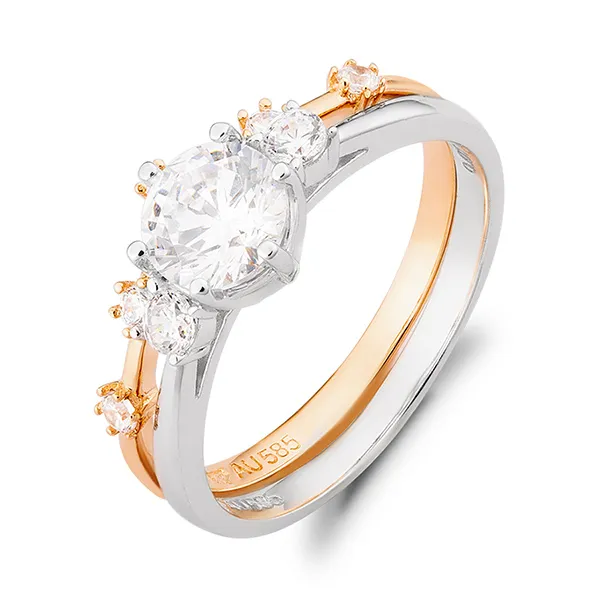 Nhẫn Huy Thanh Jewelry NDINO 209 - 14K - Đá Cubic Zirconia Màu Bạc/Vàng Hồng - Trang sức - Vua Hàng Hiệu