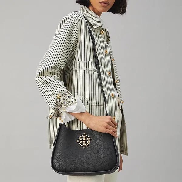 Túi Đeo Vai Tory Burch Miller Hobo Shoulder Bag Màu Đen