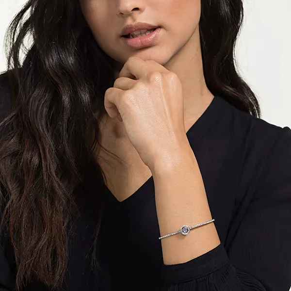 Vòng Đeo Tay Swarovski Sparkling Dance Bangle Blue, Rhodium Plated 5515385 Màu Bạc Xanh - Trang sức - Vua Hàng Hiệu