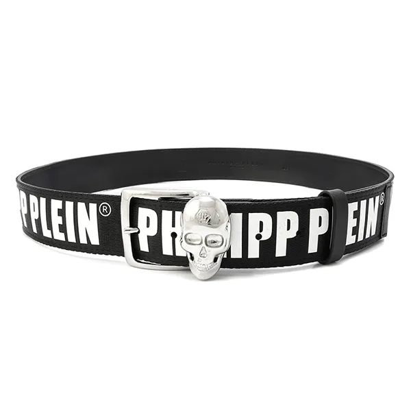 Thắt Lưng Nam Philipp Plein Black Leather Logo Print Skull Belt Màu Đen - Thắt lưng - Vua Hàng Hiệu